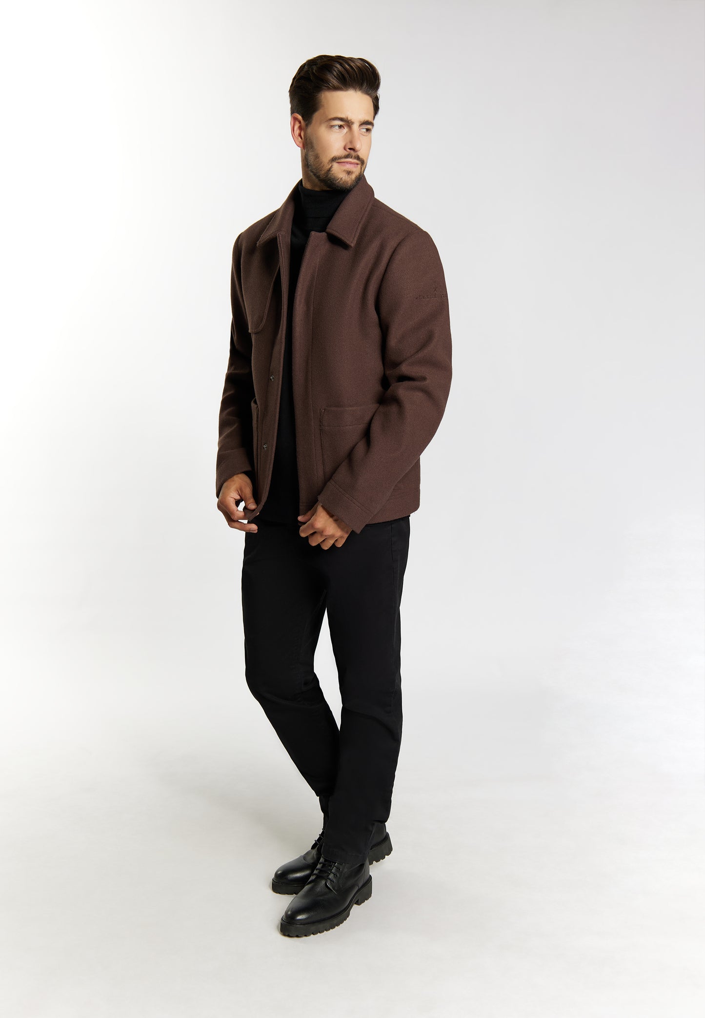DreiMaster Klassik Herren �bergangsjacke in Wolloptik