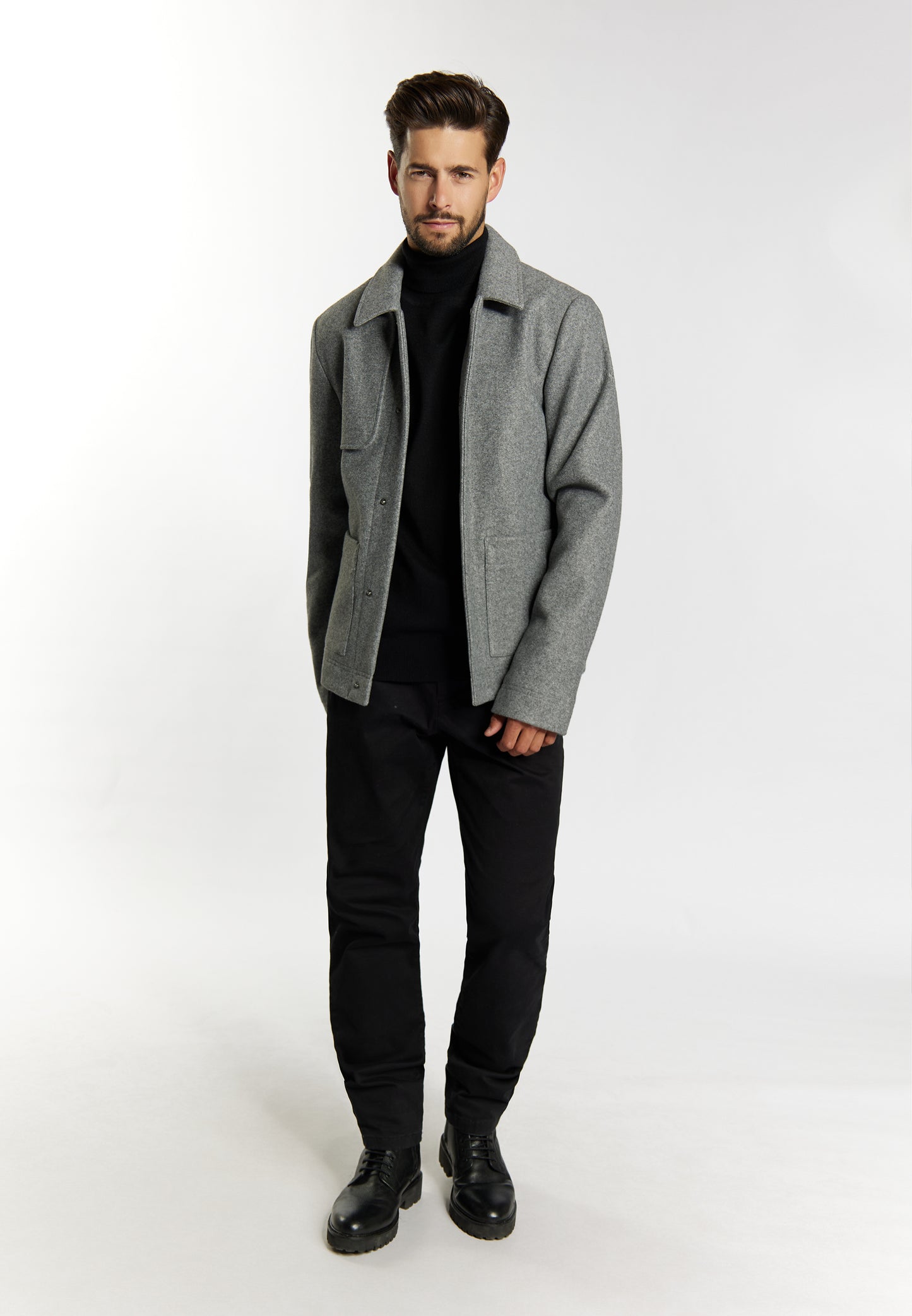 DreiMaster Klassik Herren �bergangsjacke in Wolloptik