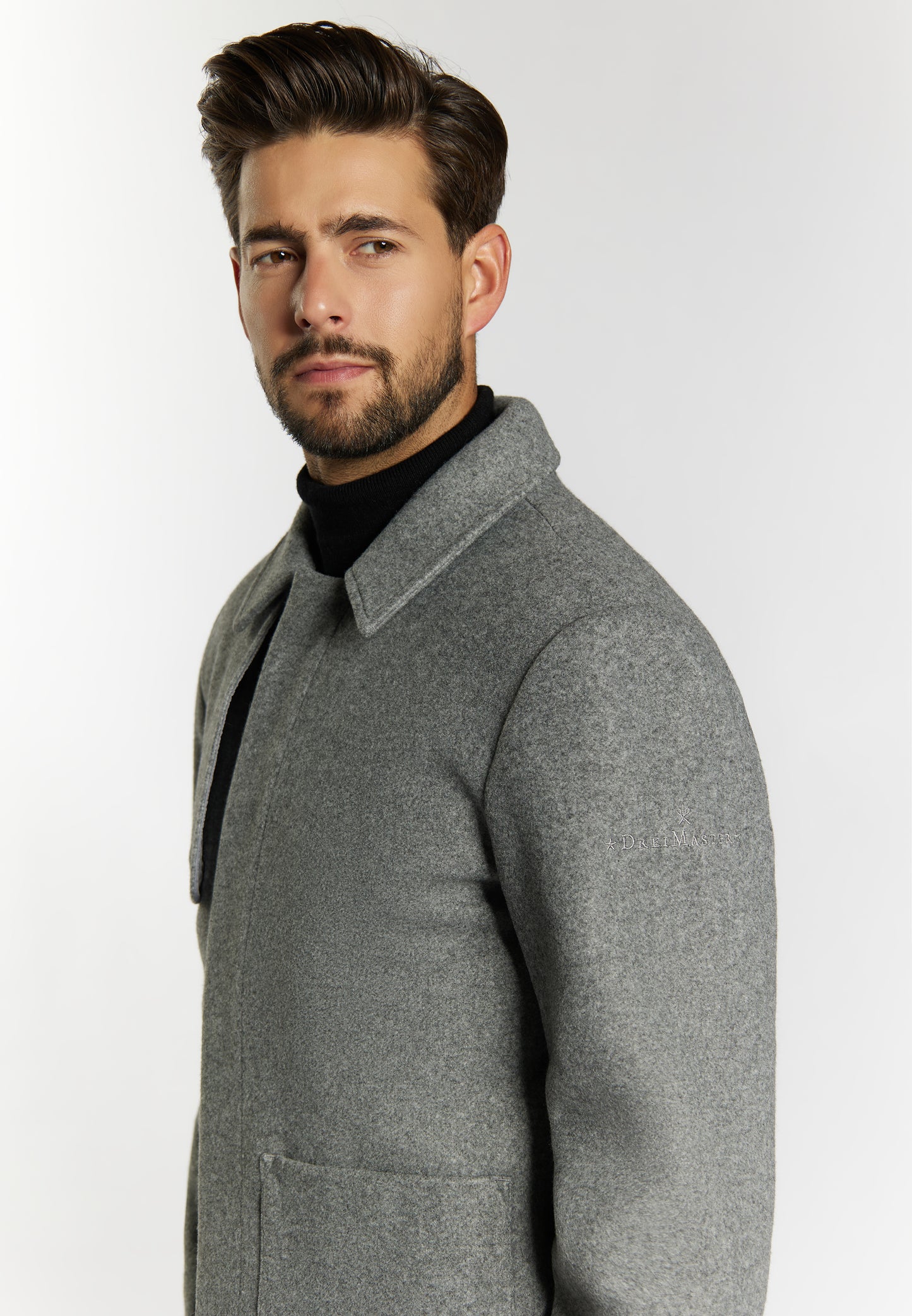 DreiMaster Klassik Herren �bergangsjacke in Wolloptik