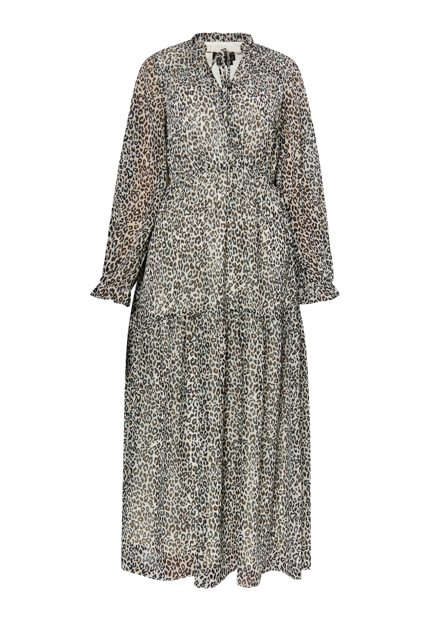 faina Damen Maxikleid mit Leopardenmuster