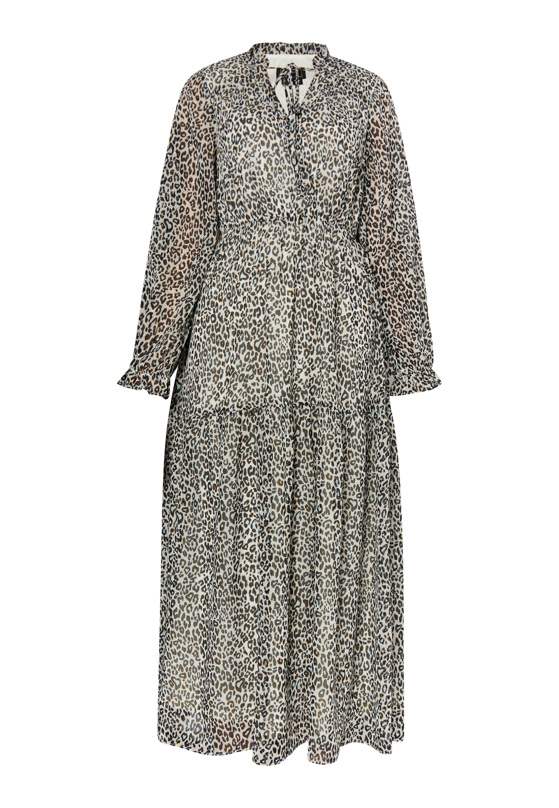 faina Damen Maxikleid mit Leopardenmuster