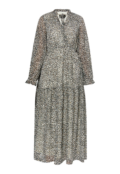 faina Damen Maxikleid mit Leopardenmuster