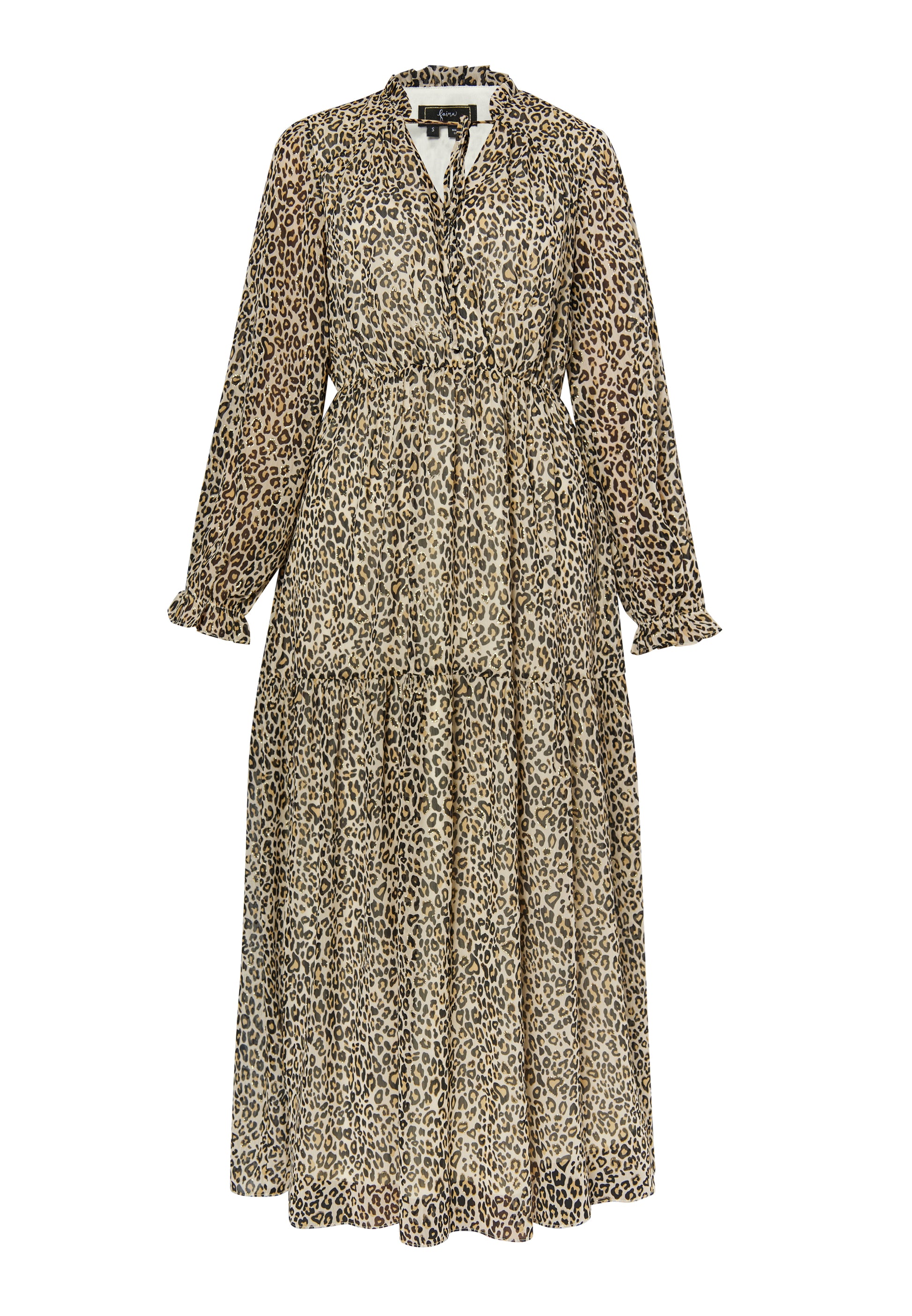 faina Damen Maxikleid mit Leopardenmuster