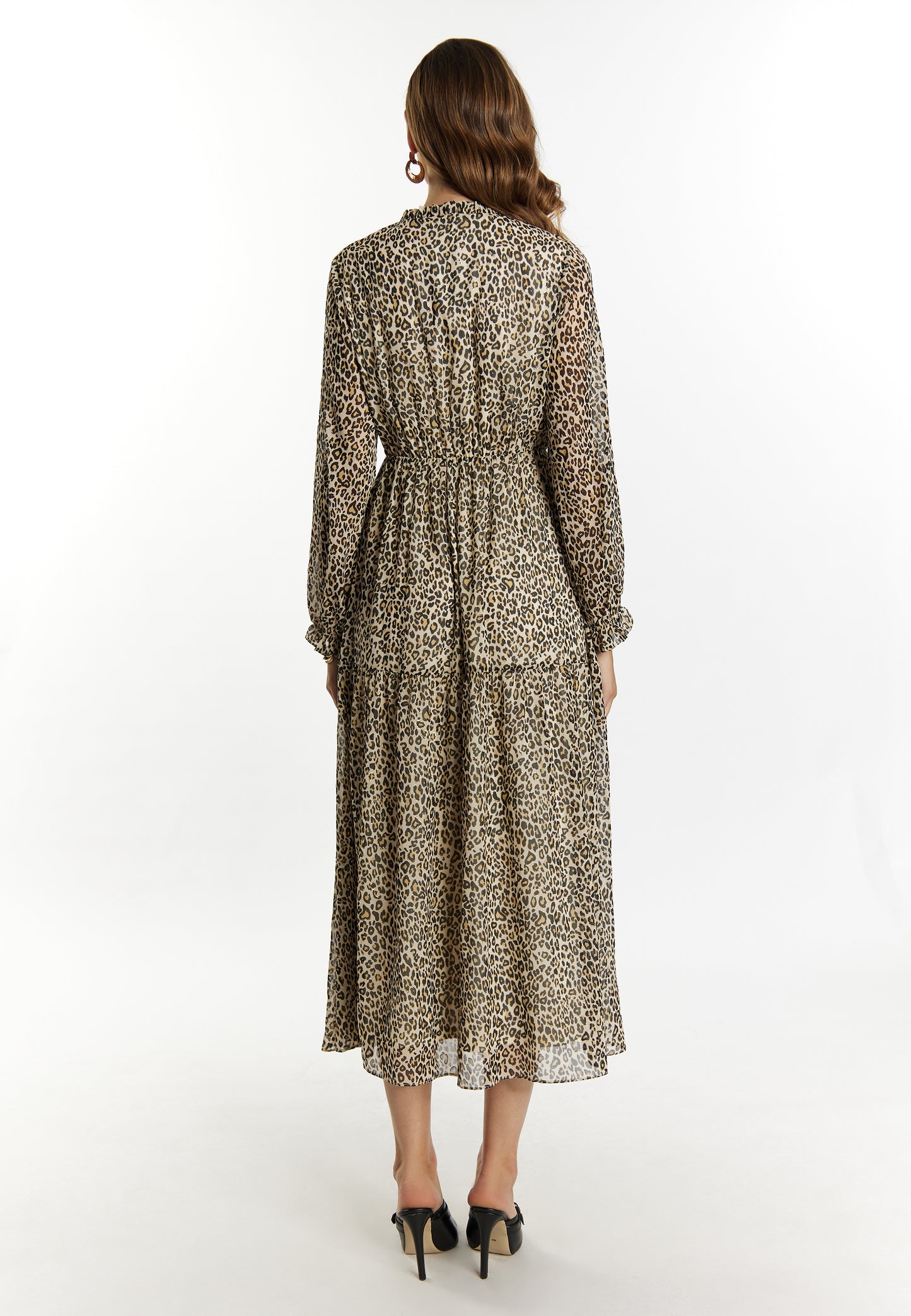 faina Damen Maxikleid mit Leopardenmuster