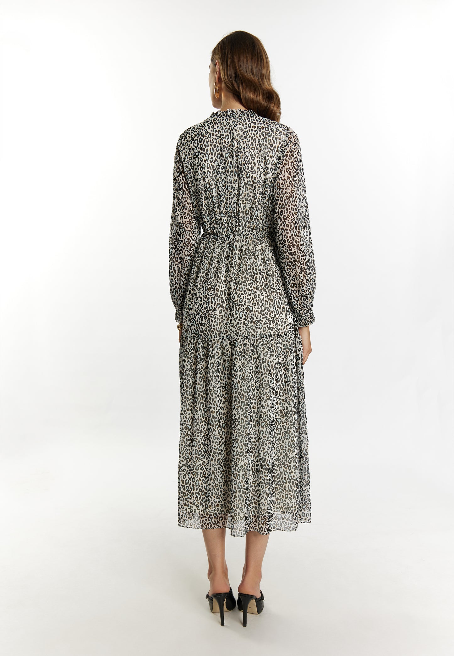 faina Damen Maxikleid mit Leopardenmuster
