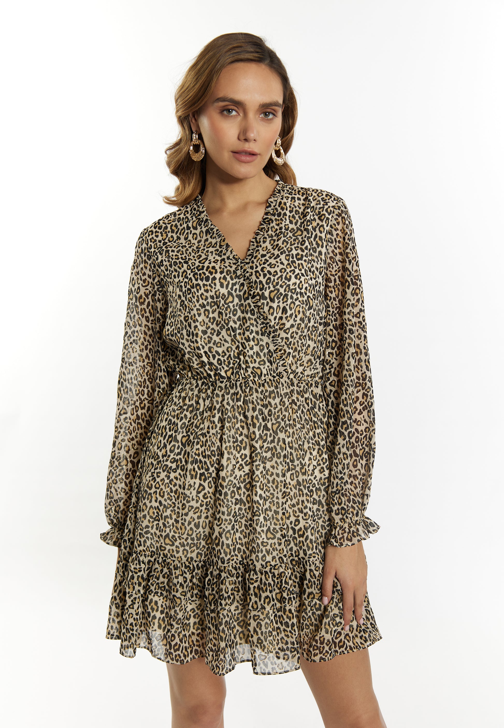 faina Damen Minikleid mit Leopardenmuster