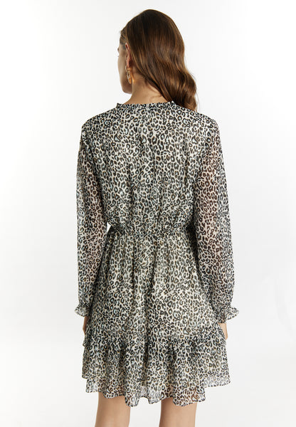 faina Damen Minikleid mit Leopardenmuster
