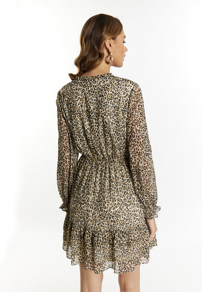 faina Damen Minikleid mit Leopardenmuster