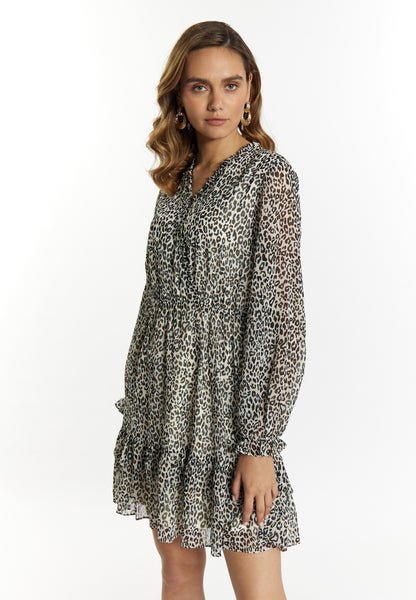 faina Damen Minikleid mit Leopardenmuster