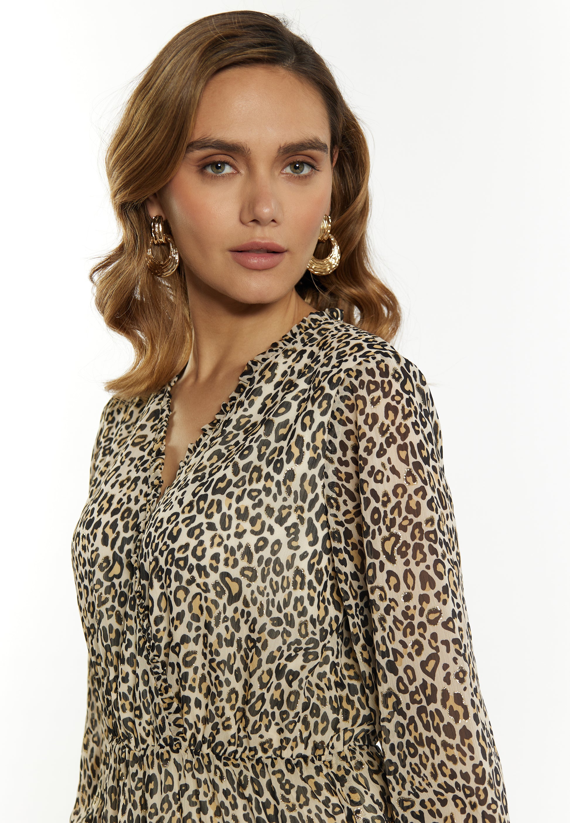 faina Damen Minikleid mit Leopardenmuster