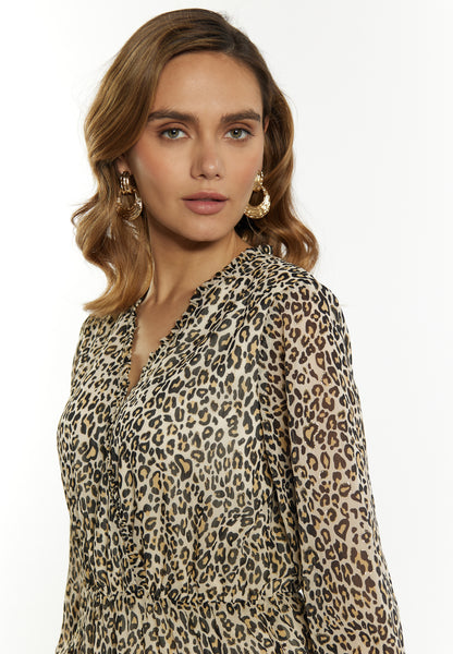 faina Damen Minikleid mit Leopardenmuster