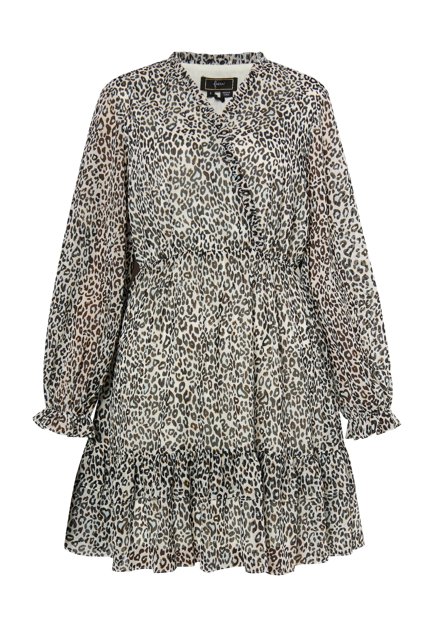 faina Damen Minikleid mit Leopardenmuster