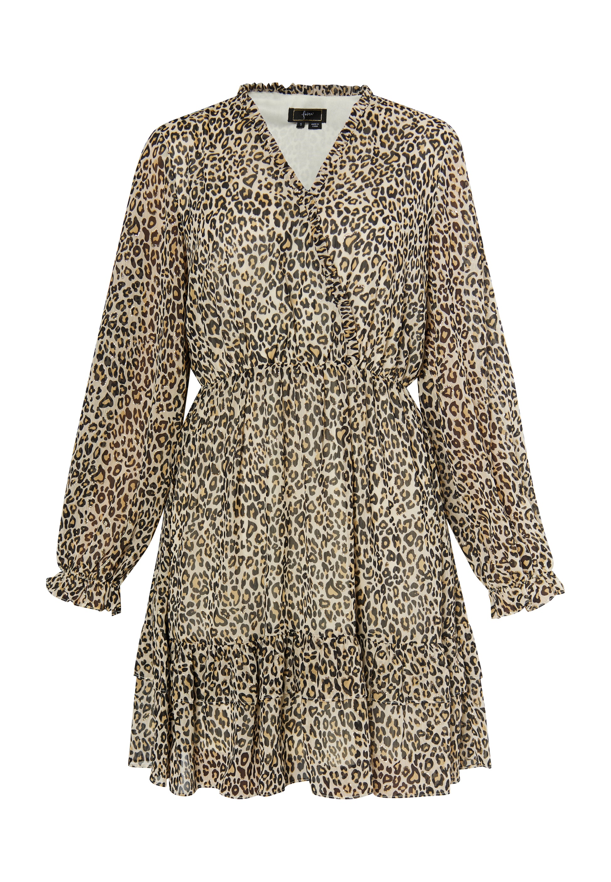 faina Damen Minikleid mit Leopardenmuster