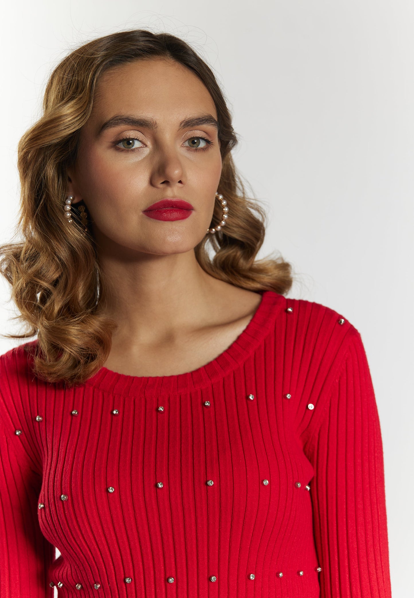 Faina Women's Sweater With Rhinestones