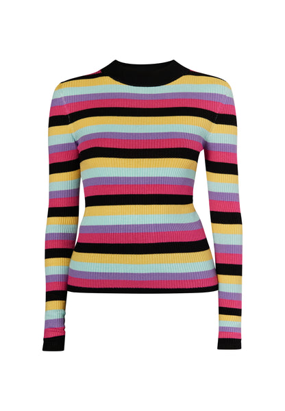 Sweter damski myMo z dzianiny prążkowanej