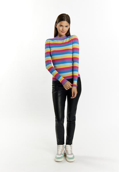 Sweter damski myMo z dzianiny prążkowanej