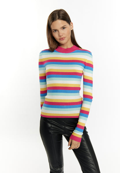 Sweter damski myMo z dzianiny prążkowanej