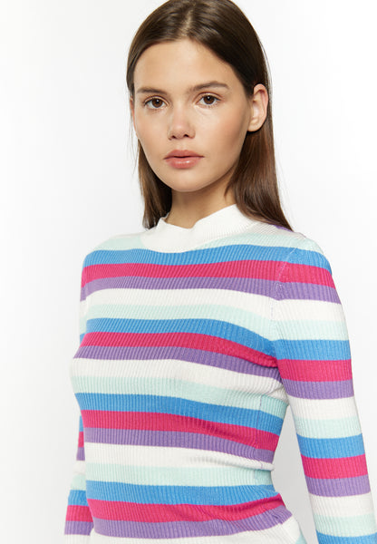 Sweter damski myMo z dzianiny prążkowanej