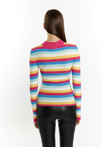 Sweter damski myMo z dzianiny prążkowanej