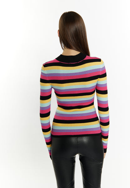 Sweter damski myMo z dzianiny prążkowanej
