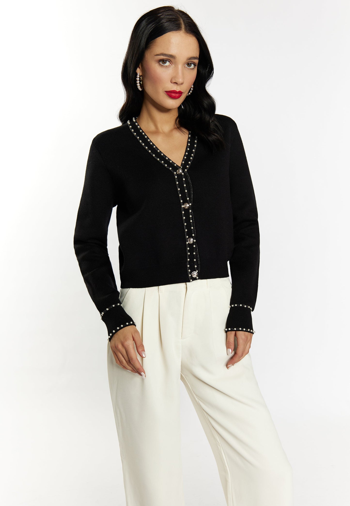 Faina Women's Cardigan With Pearls