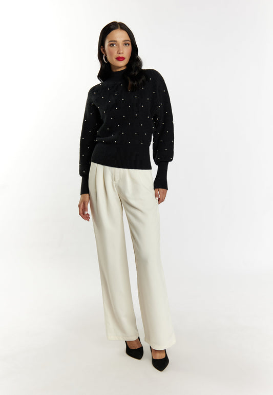 Faina Women's Knitted Sweater With Pearls