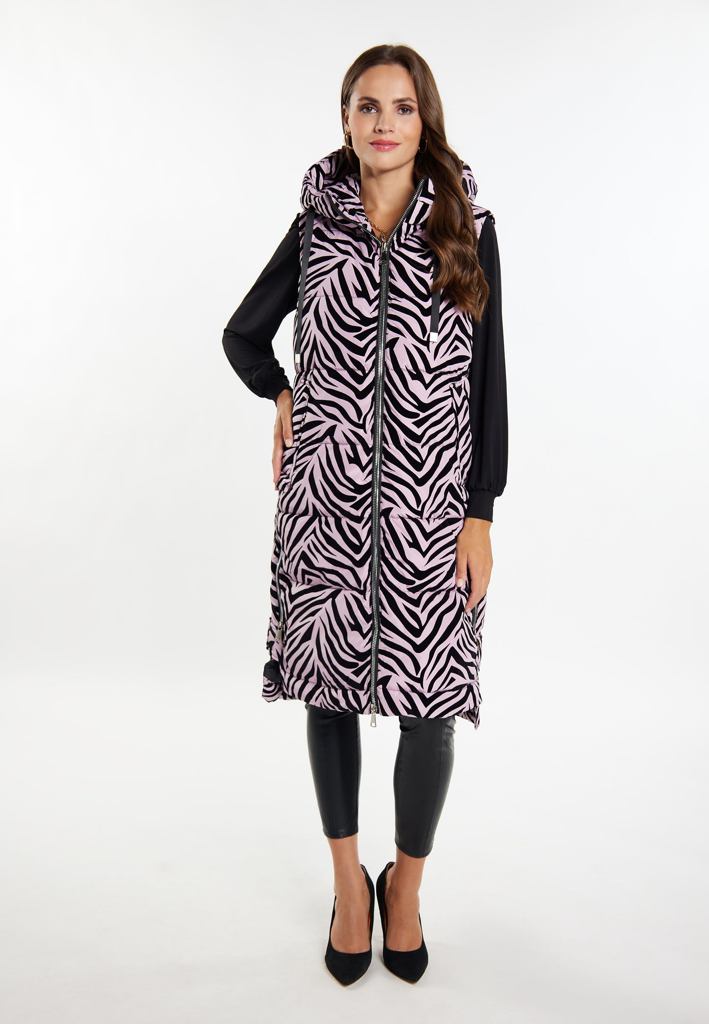 faina Lange Weste Zebra-Print