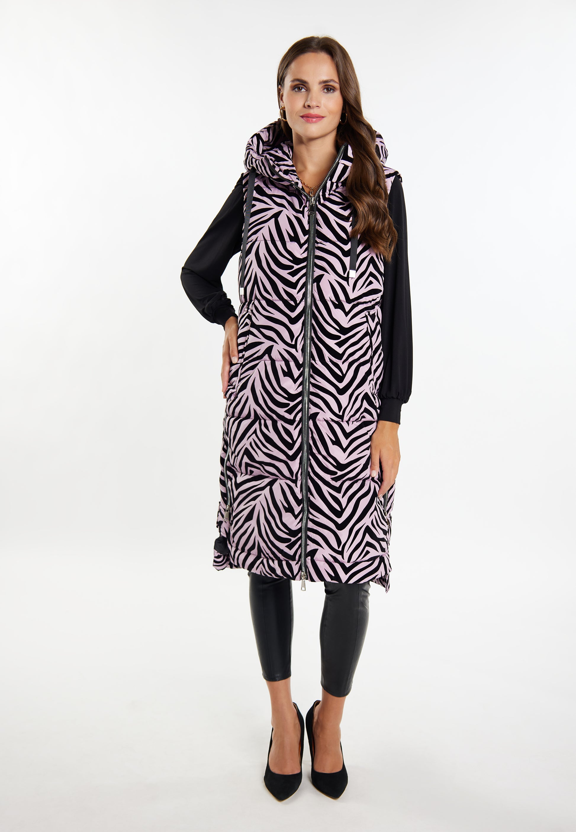 faina Lange Weste Zebra-Print