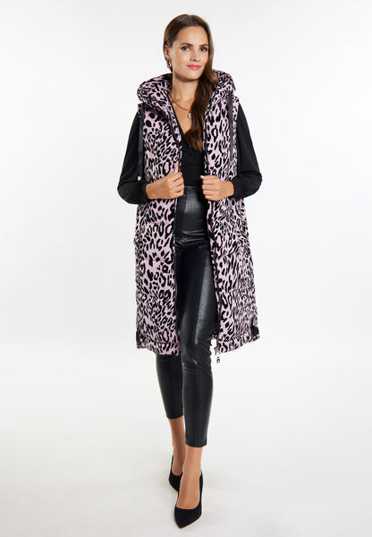 Faina Women's Long Vest Leo Print
