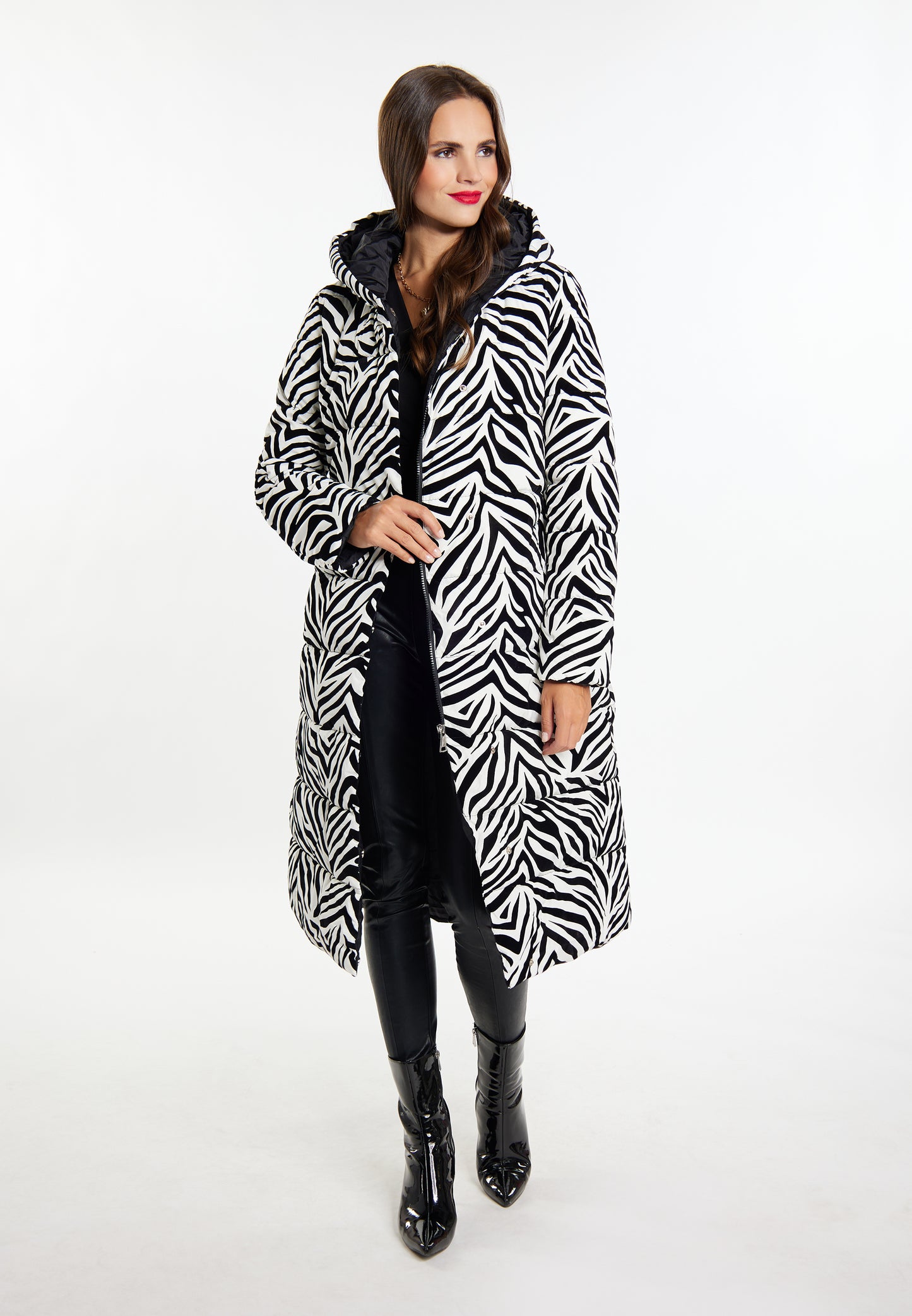 faina Damen Long Steppmantel