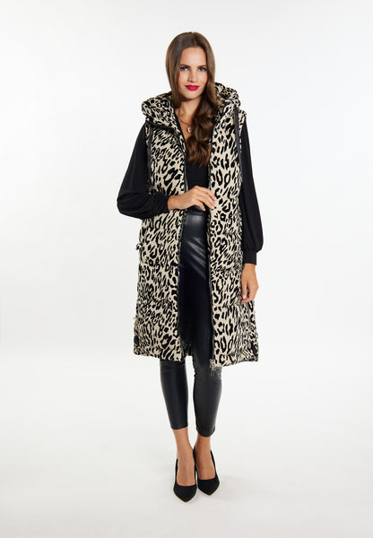 Faina Women's Long Vest Leo Print