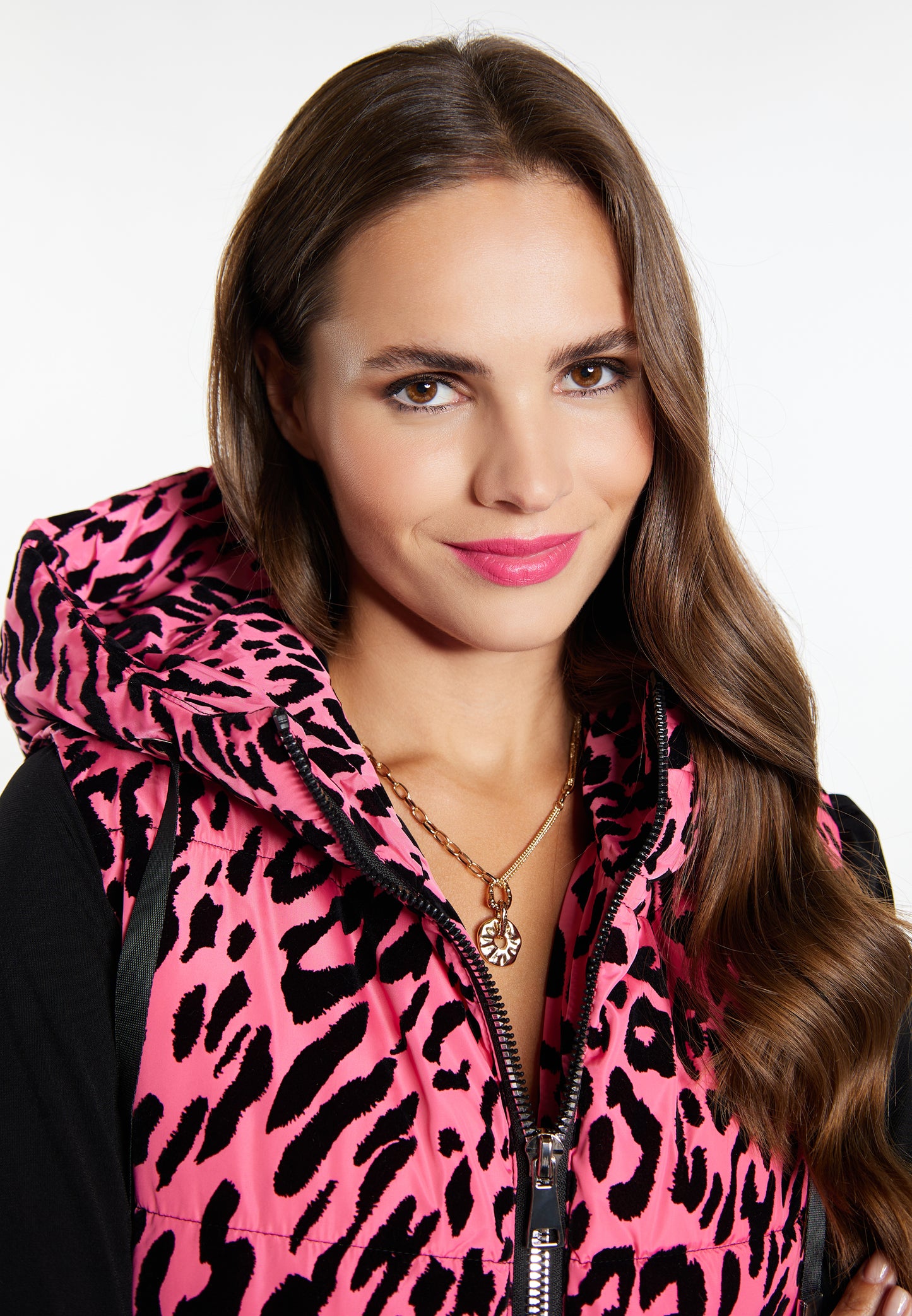 Faina Women's Long Vest Leo Print
