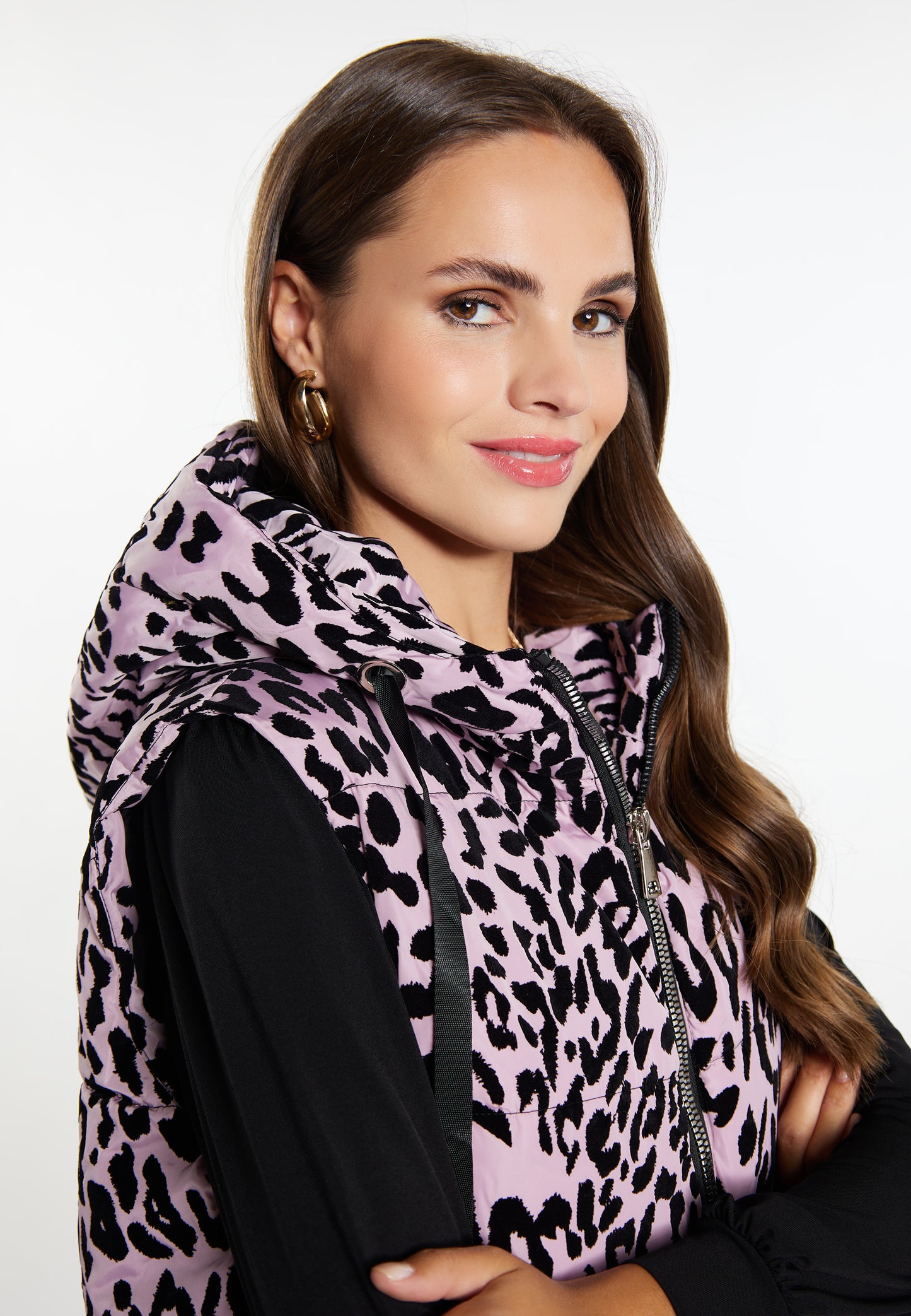 Faina Women's Long Vest Leo Print