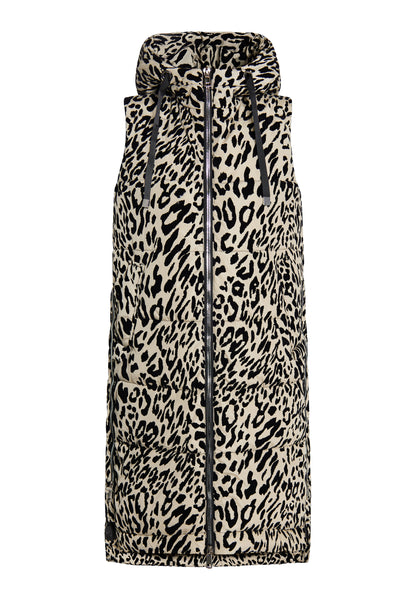 Faina Women's Long Vest Leo Print