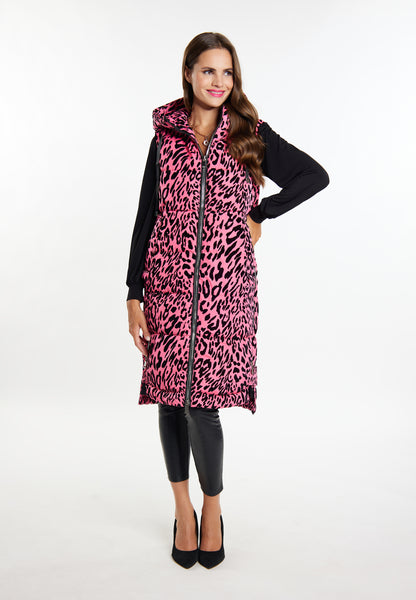 Faina Women's Long Vest Leo Print
