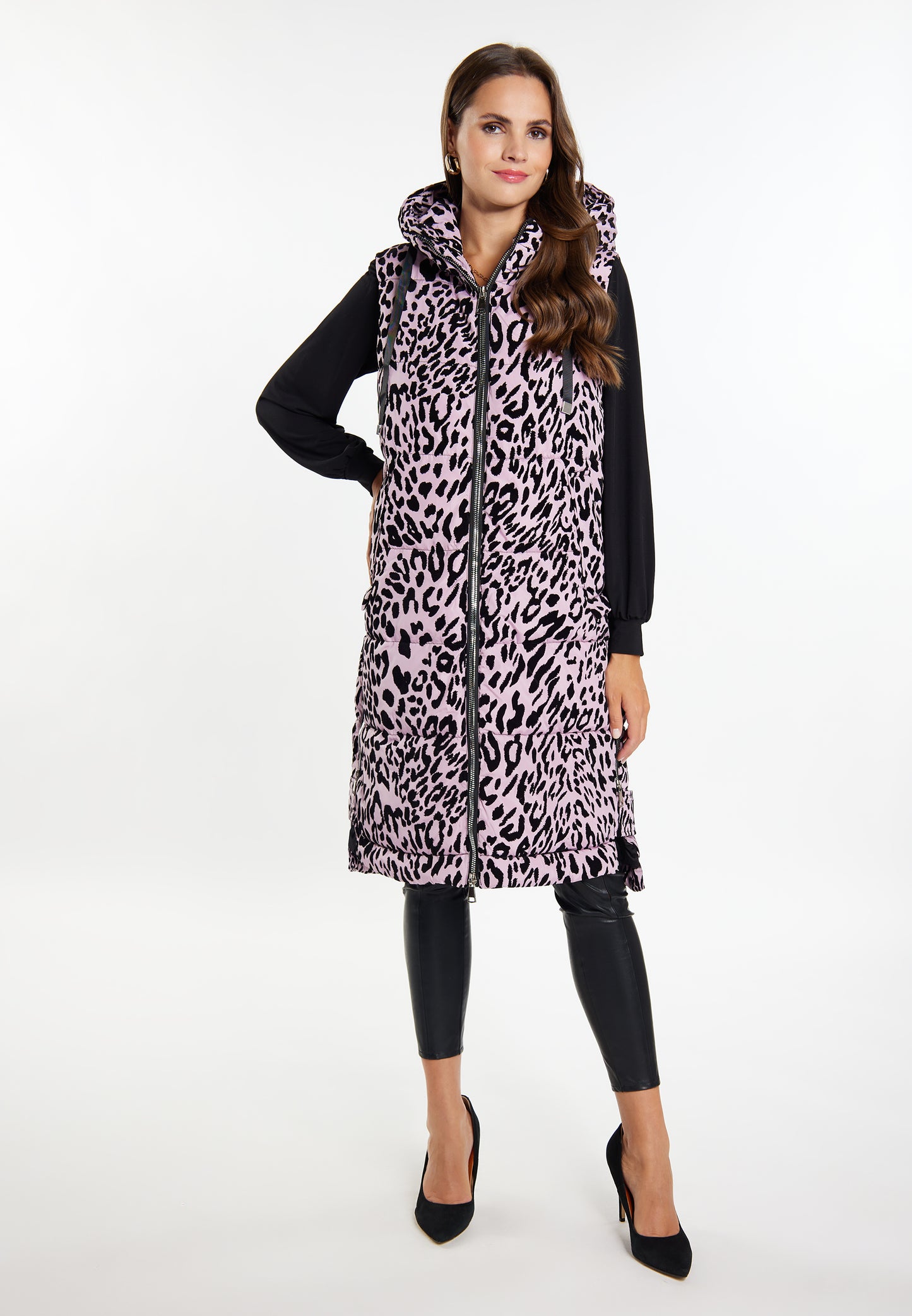 Faina Women's Long Vest Leo Print