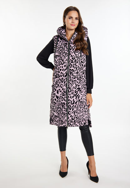 Faina Women's Long Vest Leo Print