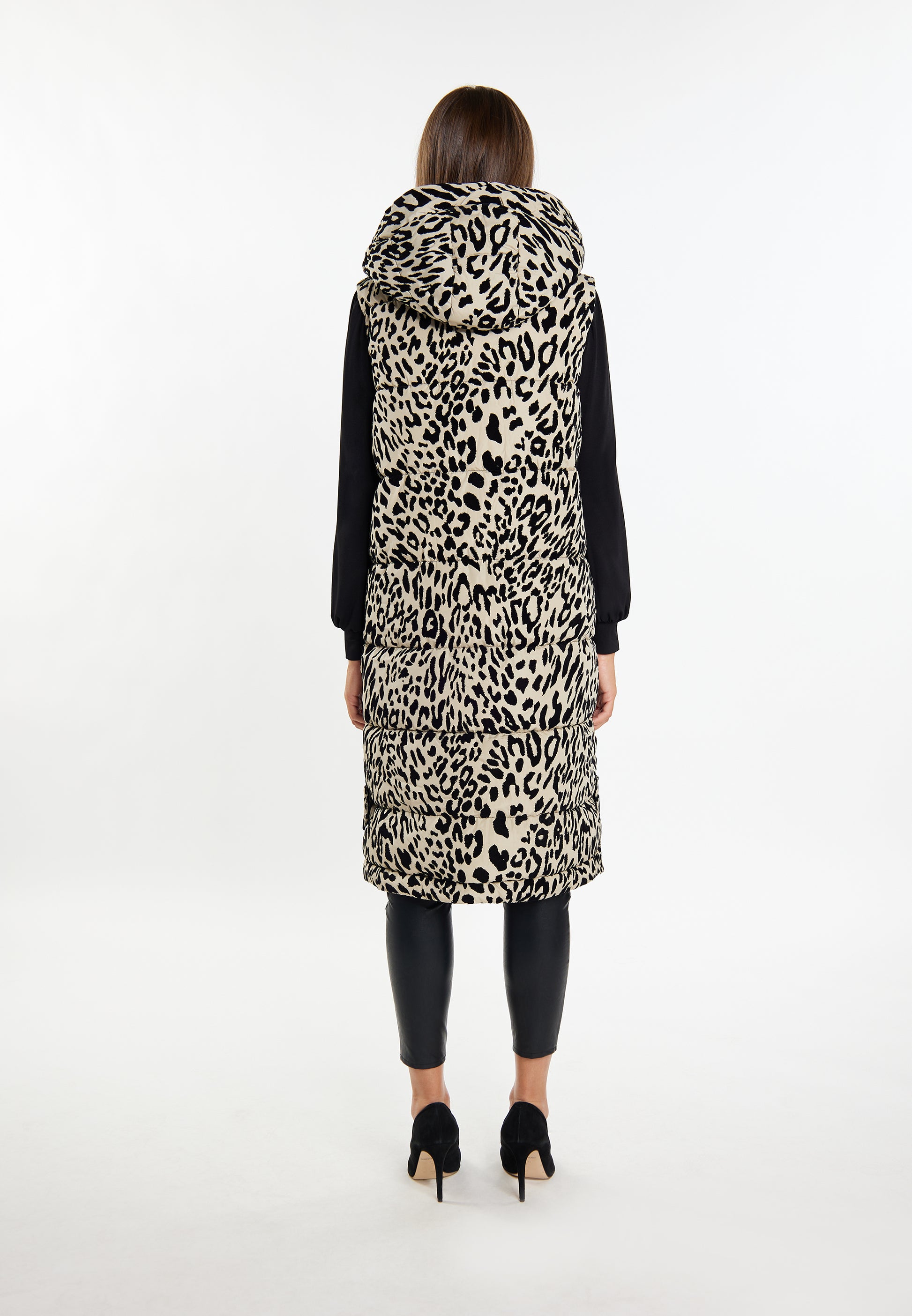Faina Women's Long Vest Leo Print