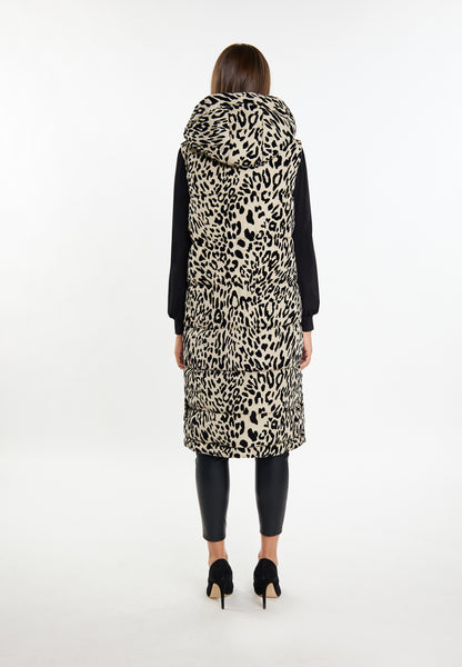 Faina Women's Long Vest Leo Print