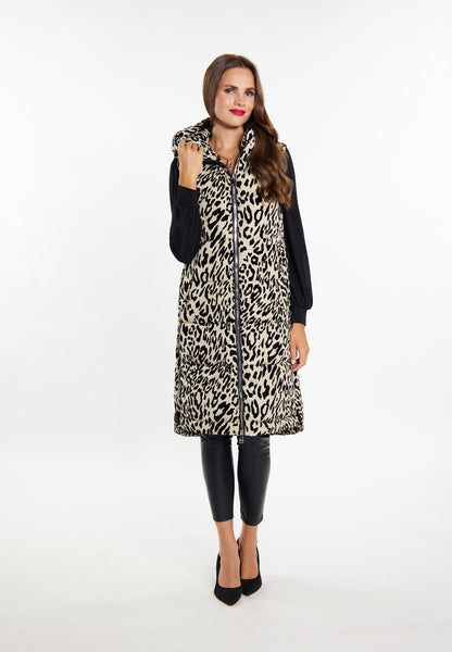 Faina Women's Long Vest Leo Print