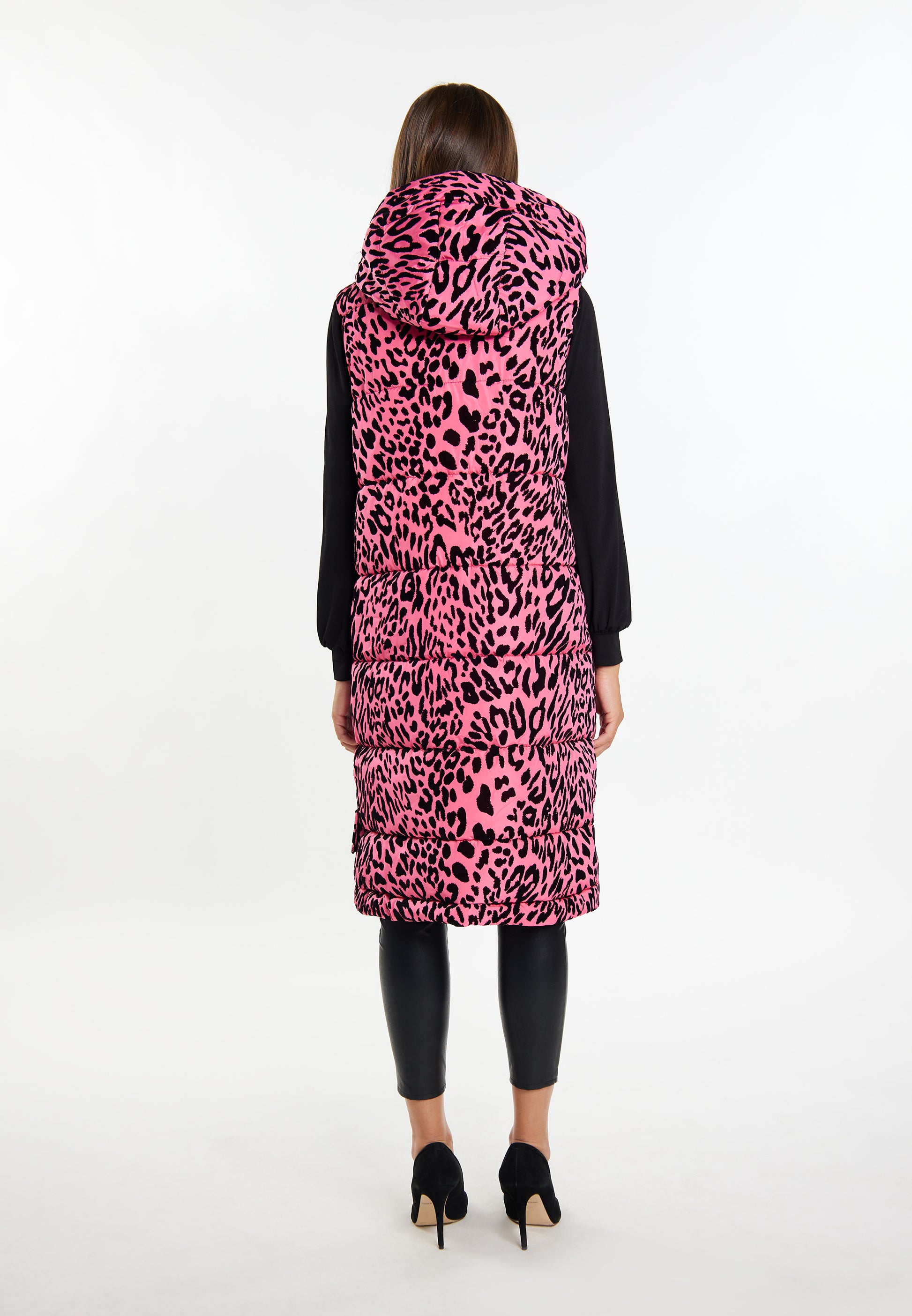 Faina Women's Long Vest Leo Print