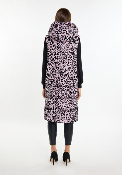 Faina Women's Long Vest Leo Print