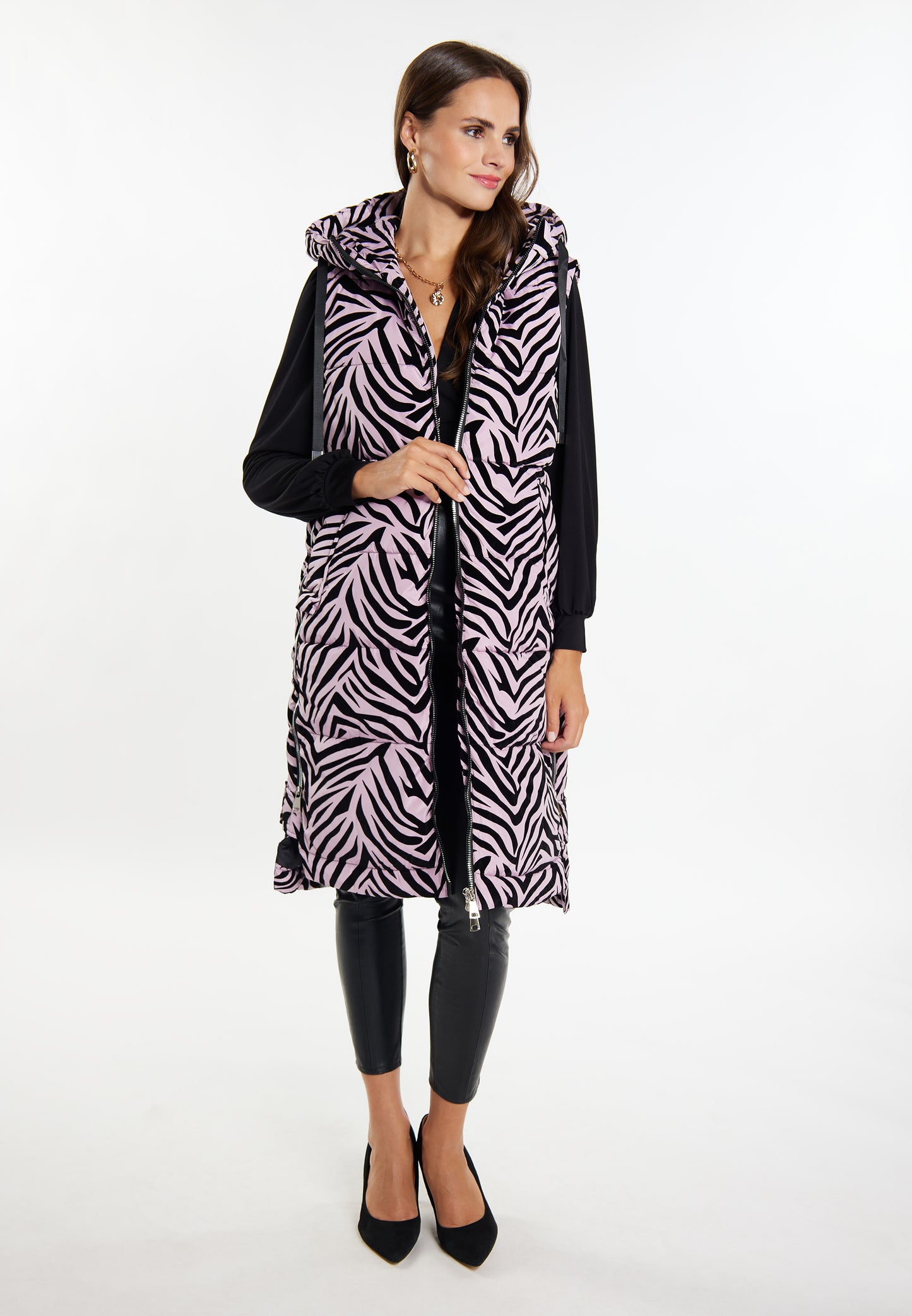 faina Lange Weste Zebra-Print