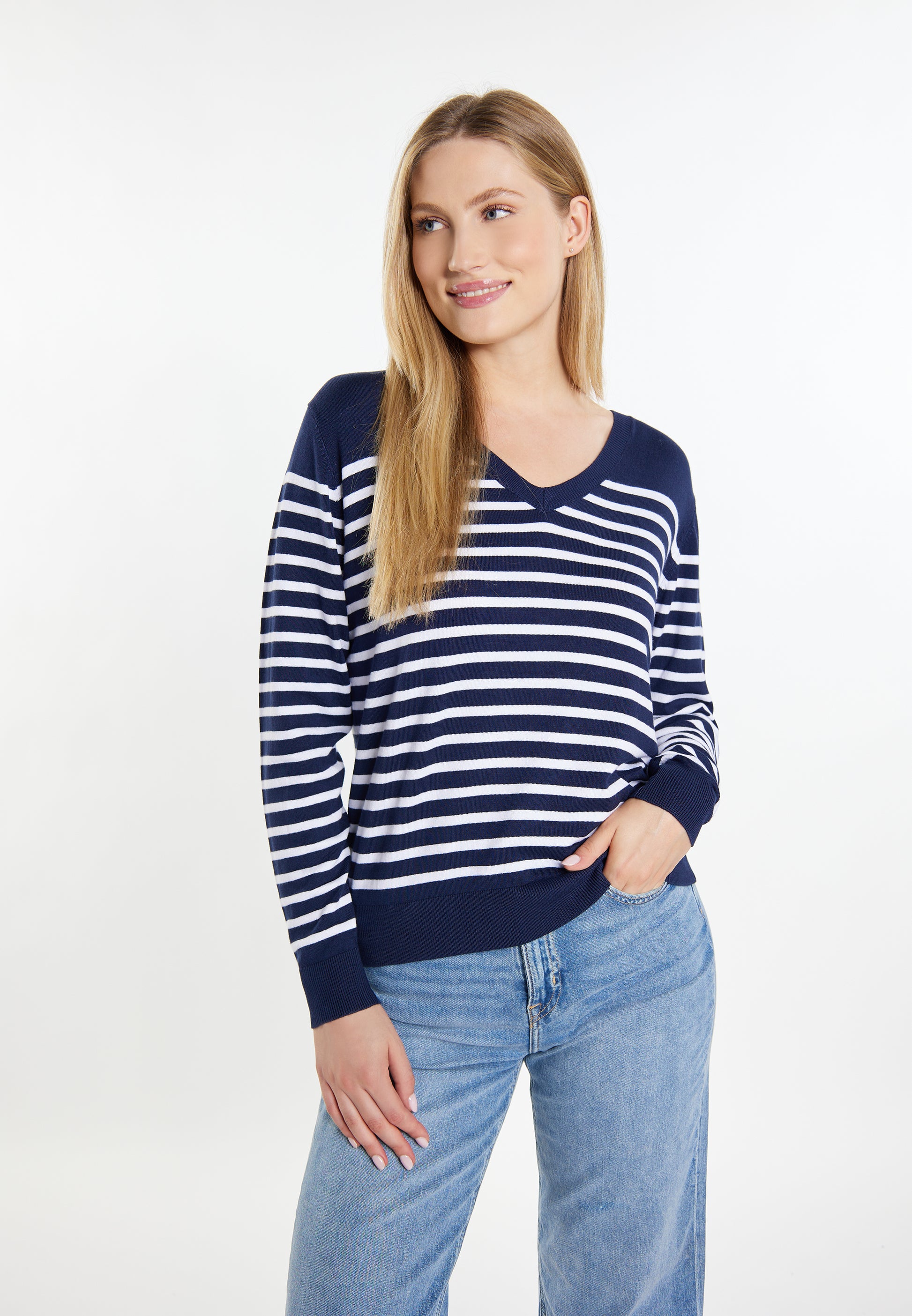 DreiMaster Maritim Damen Strickpullover + Einkaufstasche Set