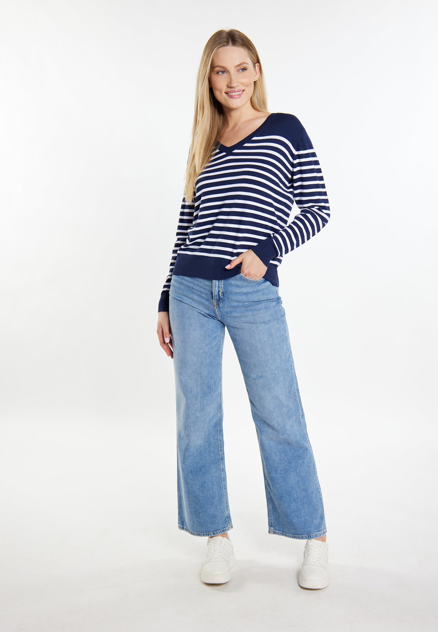 DreiMaster Maritim Damen Strickpullover + Einkaufstasche Set