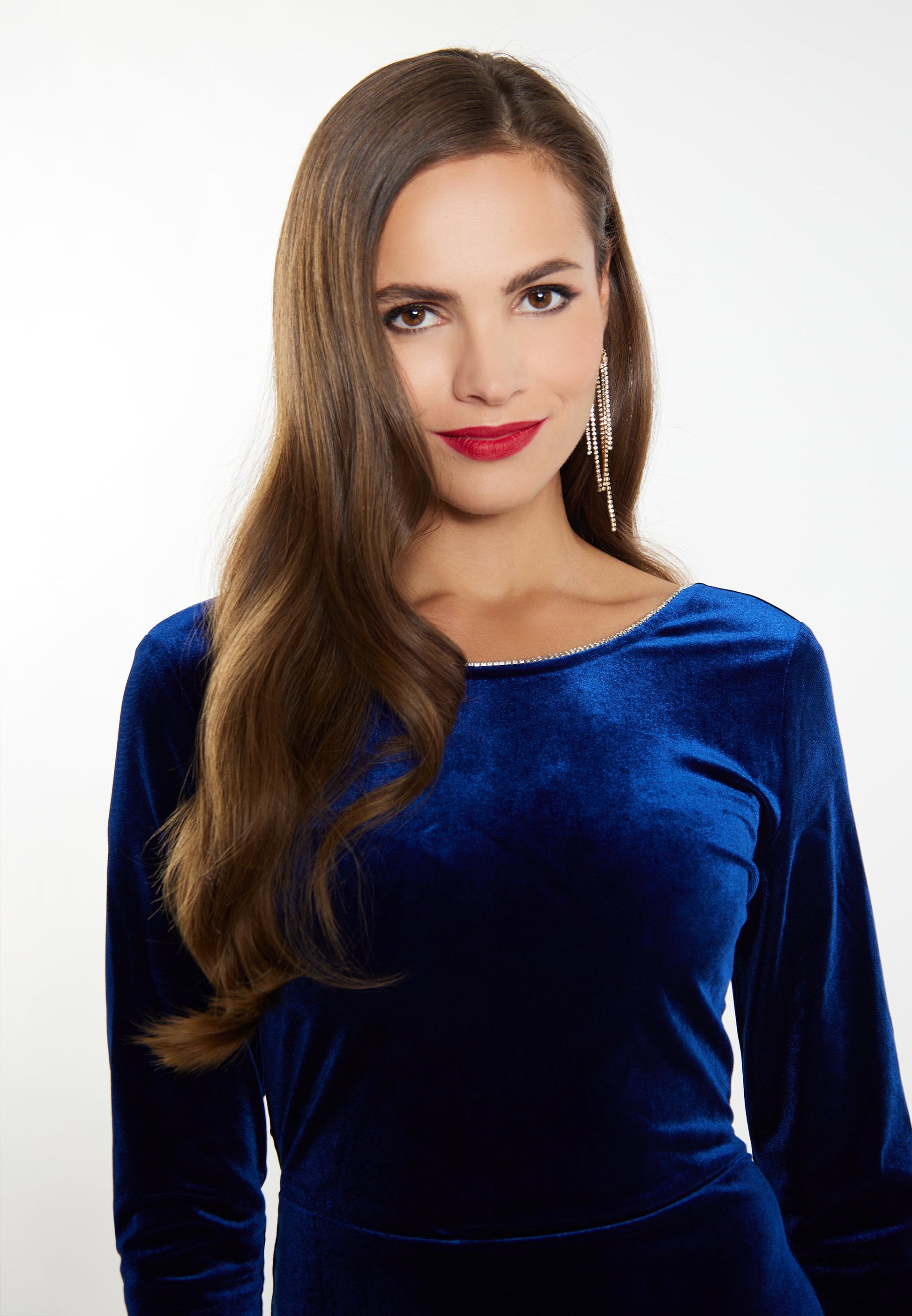 Faina Women's Velvet Dress With Rhinestones