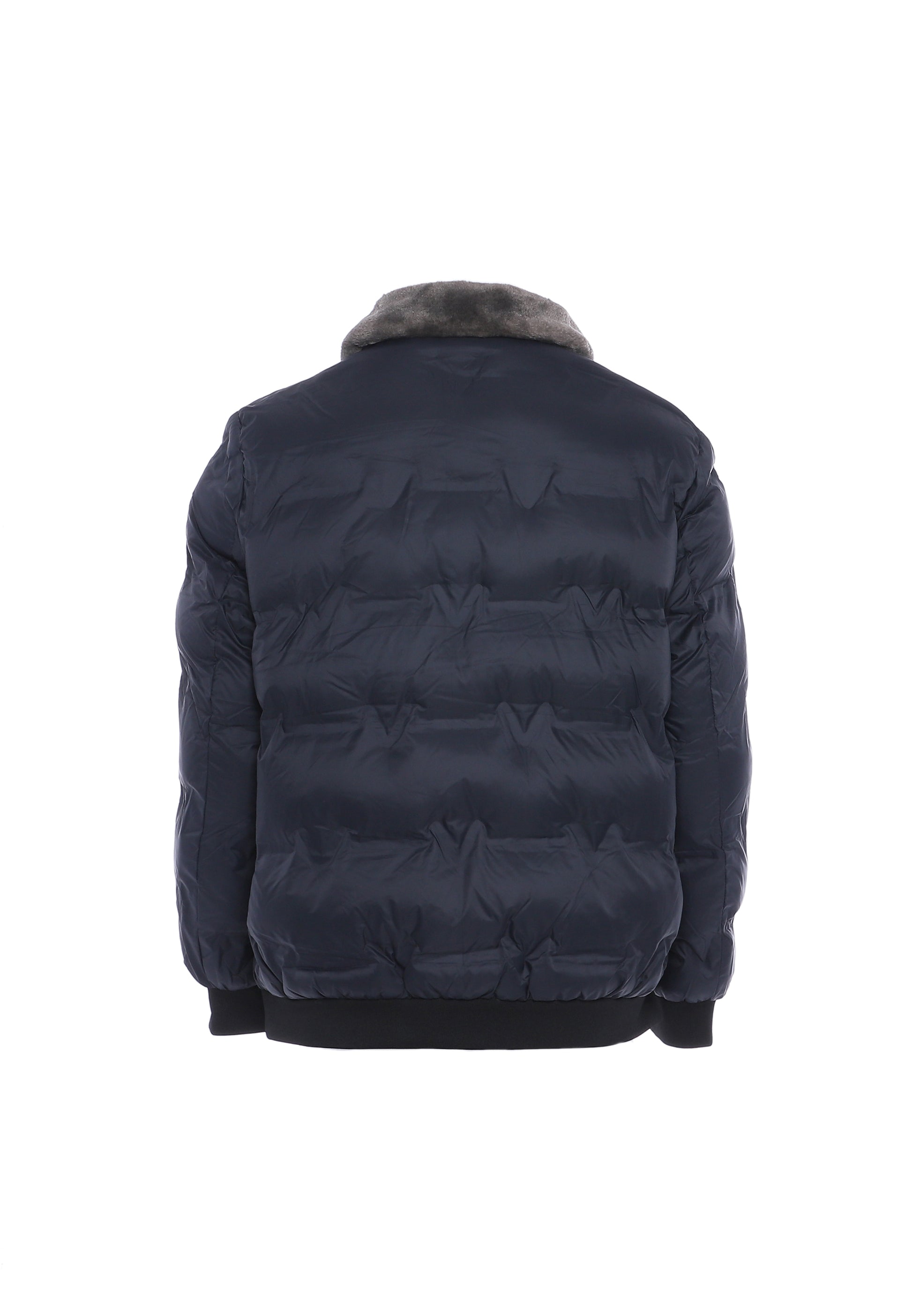 MOZZAAR Herren Steppjacke mit Kunstfellkragen