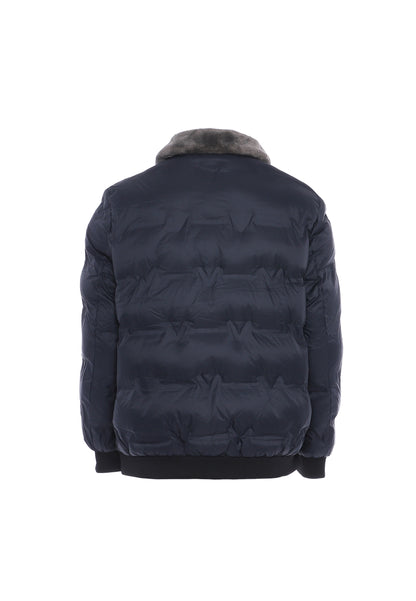MOZZAAR Herren Steppjacke mit Kunstfellkragen
