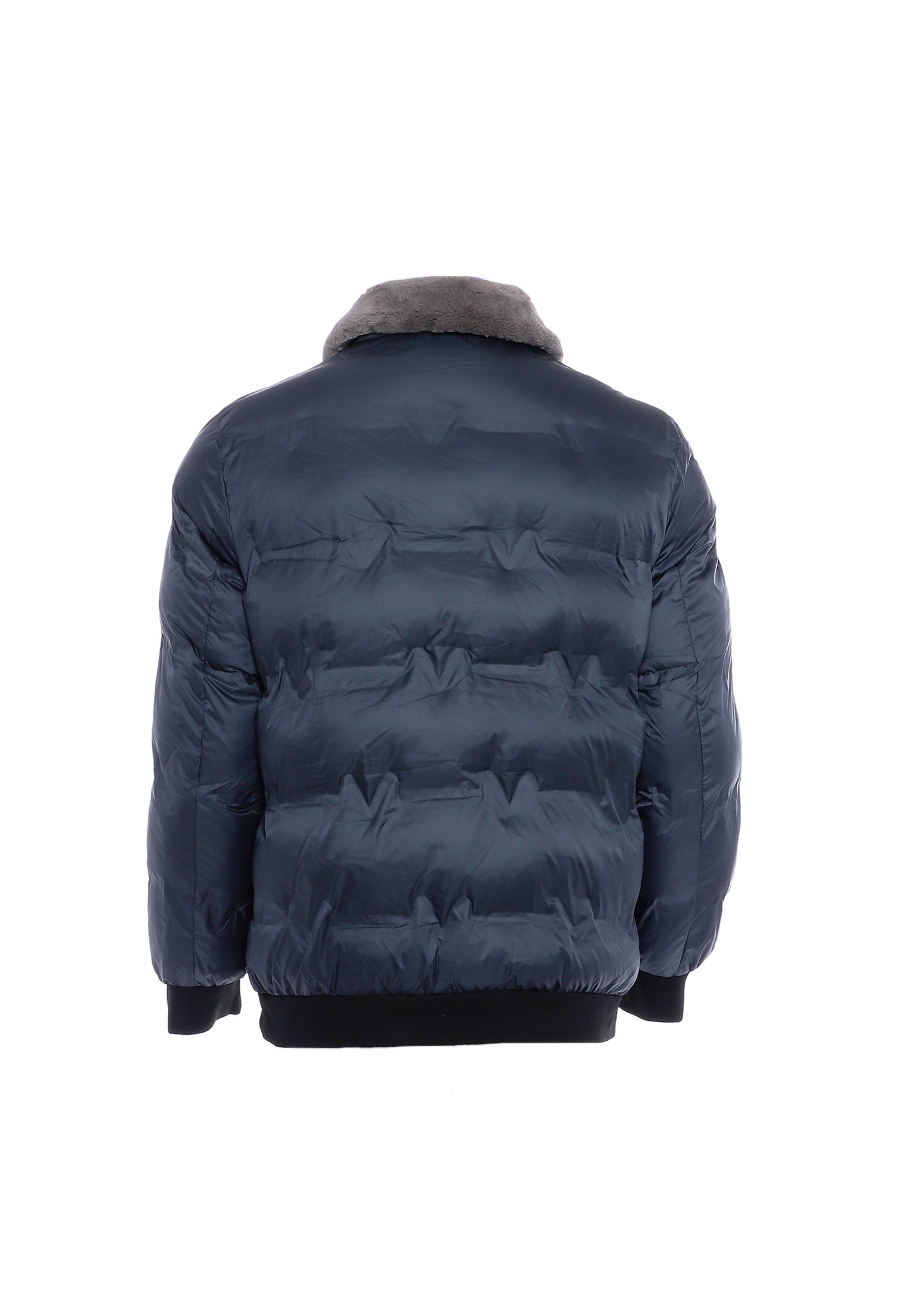 MOZZAAR Herren Steppjacke mit Kunstfellkragen