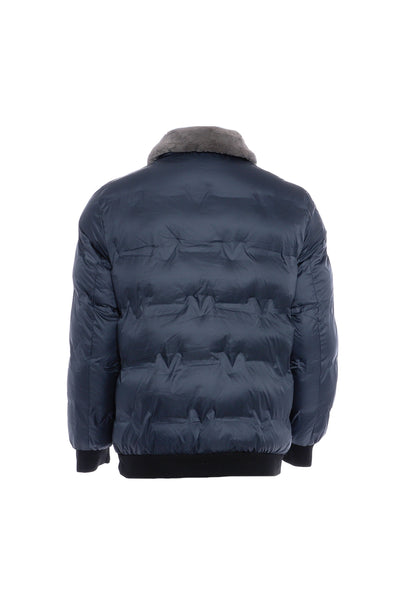 MOZZAAR Herren Steppjacke mit Kunstfellkragen